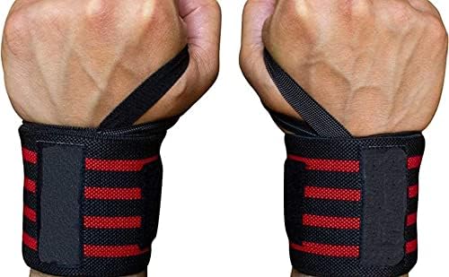 Wrist Supporter Band Gym with Thumb Loop Straps Wrap Accessories for Men Hand Grip and Support Sports Gym, Weightlifting (PACK OF 1 PAIR, RED)