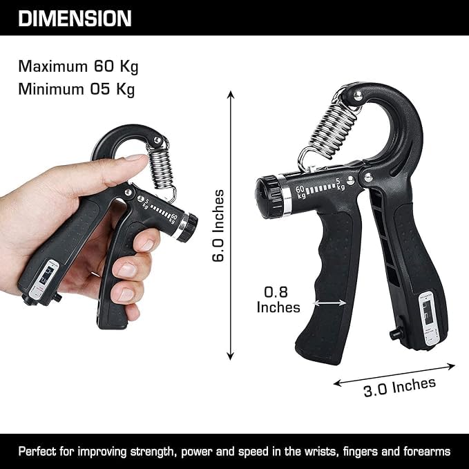 Adjustable Hand Grip Strengthener,Hand Gripper With Counter for Men & Women for Gym Workout Hand Exercise Equipment to Use in Home for Forearm Exercise,Finger Exercise Power Gripper-Up 5 to 60kg