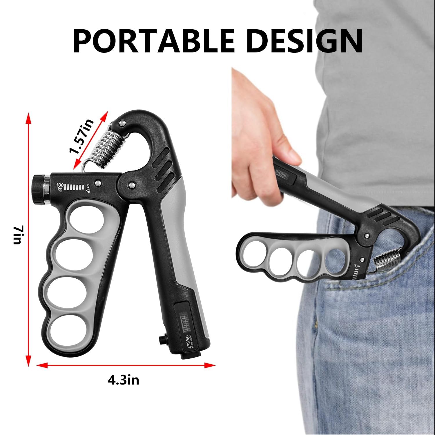 Adjustable Hand Grip Strengthener with Counter (5-100 Kg) | Power Gripper for Men & Women | Forearm | Finger and Wrist Exercise | Ideal for Gym Workouts | Home Use & Rehabilitation