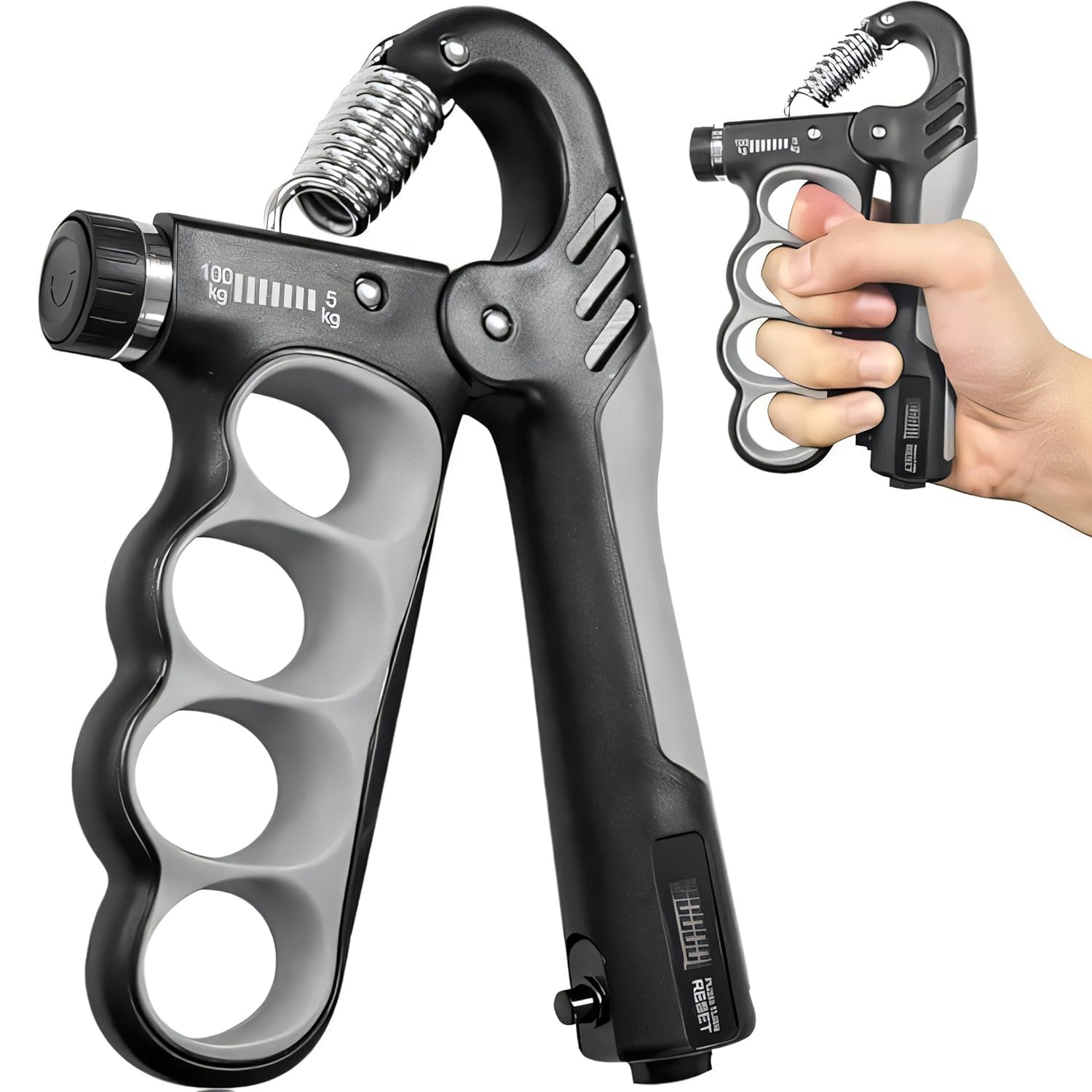 Adjustable Hand Grip Strengthener with Counter (5-100 Kg) | Power Gripper for Men & Women | Forearm | Finger and Wrist Exercise | Ideal for Gym Workouts | Home Use & Rehabilitation