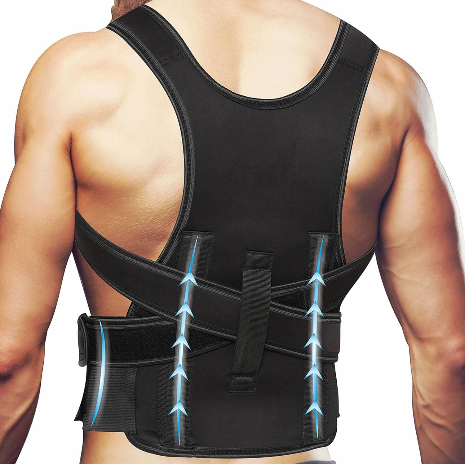 Posture Corrector Belt for Men Women - Adjustable Back Support Brace Pain Relief Spine Alignment Shoulder Straightener Universal Size Comfortable